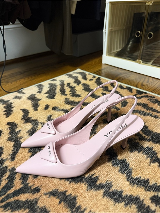 Prada Shoes - Prada Blush Pink Pointed-Toe Slingback Pumps